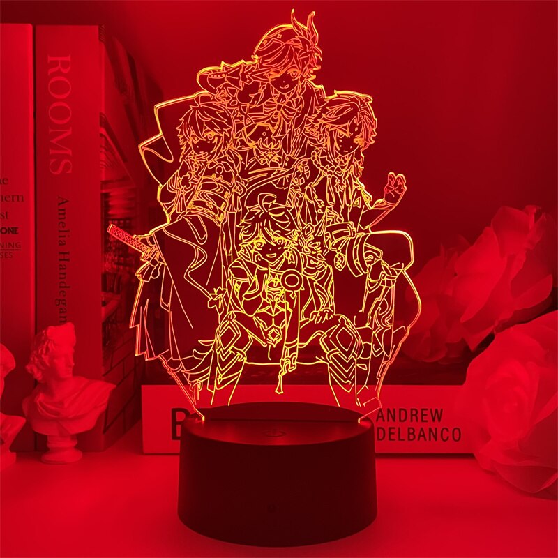 Genshin Impact Xiao Venti Kaedehara Kazuha Tartaglia 야간 조명 3D Illusion Lamp LED 야간 조명용 핫 게임 라이트 Kids Gift